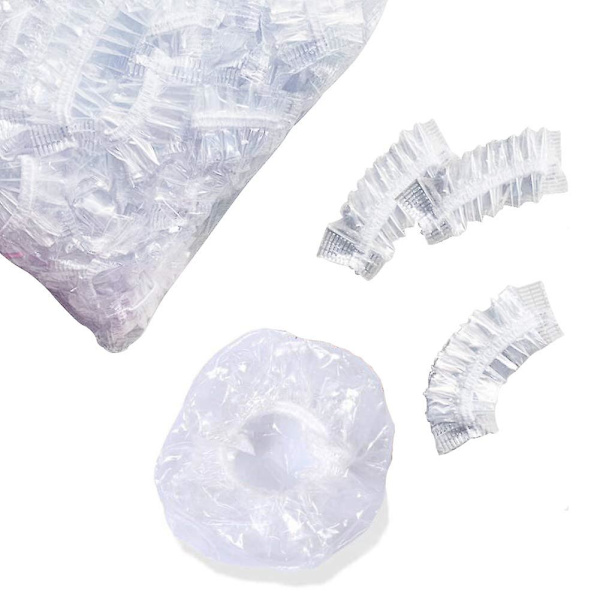 100 st Engångs Vattentäta Transparenta Öronöverdrag Plast Öron Skydd Öronmuffar