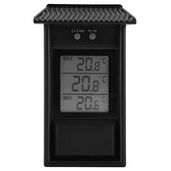 Digitalt termometer for innendørs utendørs, vanntett trådløst veggmontert utendørs termometer, -20 til +50°C, svart