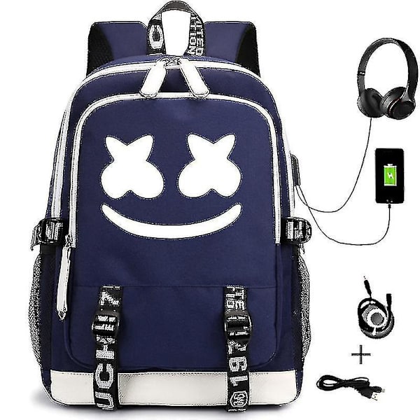 Marshmallow Ryggsäck 3d Lysande Skolväska Barn Pojke Dj Marshmallow Musik Ryggsäck Unisex Barn Flicka Kvinnors Laptop Ryggsäck Herr Resväska A3