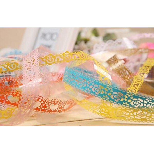 Washi-teipit, pitsikuvioinen glitteri- ja bling-teipit, itseliimautuva teipit, naamiointi DIY-romanttisia teippejä tarrat 6 rullaa, värit satunnaisia