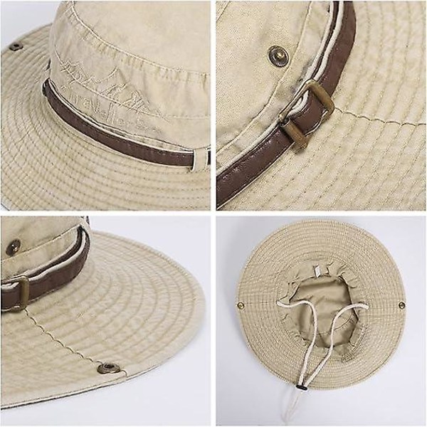 Herrar Vikbar Solhatt Safarihatt Anti-UV Utomhus Bergsklättring Reshatt Fiskarekeps Bucket Hat, K