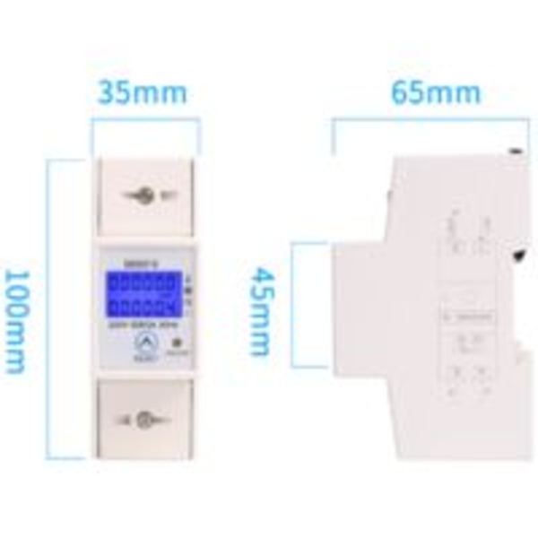 Digital Energimätare LCD Bakgrundsbelyst Display 5-80A 230V 50Hz Enfas Wattmätare DIN-skena Montering för Mätning av Elektrisk Energi