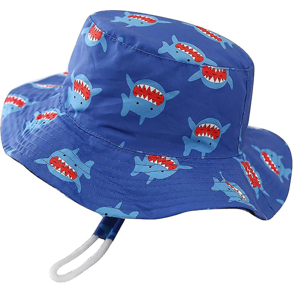 Barnhatt Justerbar Solhatt Andningsbar Strandhatt För Pojkar Flickor_ll Shark 2-4 Years