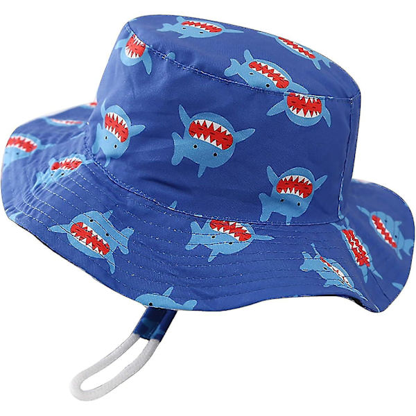 Barnhatt Justerbar Solhatt Andningsbar Strandhatt För Pojkar Flickor_ll Shark 2-6 Years