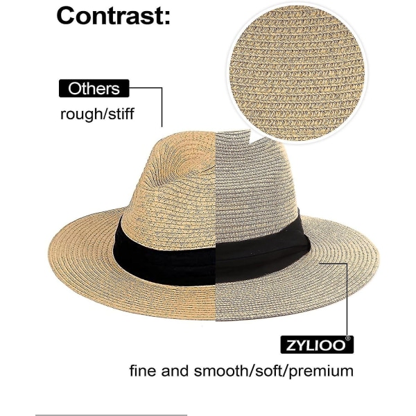 Xxl Halm Panama Hattar För Stora Huvuden Stor Sommar Strand Solhatt Stor Bred Brätte Uv Ribbon Khaki XL XXL