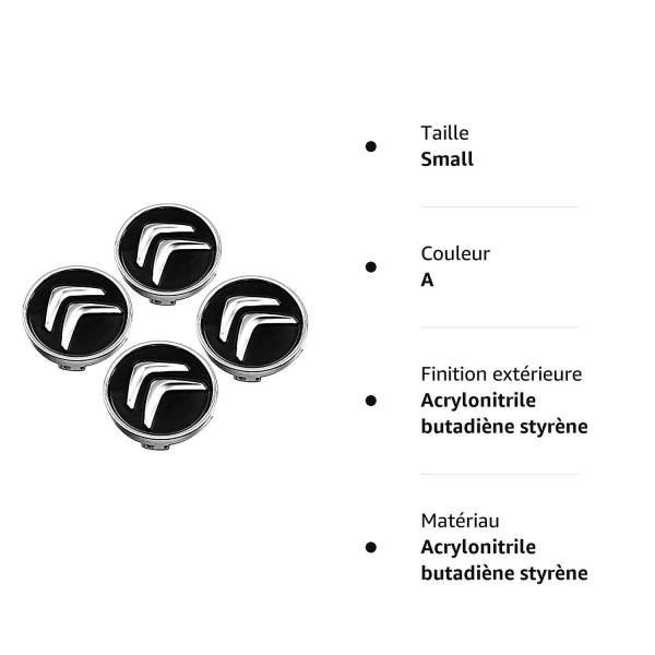 4 stk Navkapsler for Citroen C4 Picasso C3 Berlingo C5 X7 C2 C1 Ds3 Zx Xsara C8 Ds Ds4 60mm, Felg Senterkapsler Med Emblem