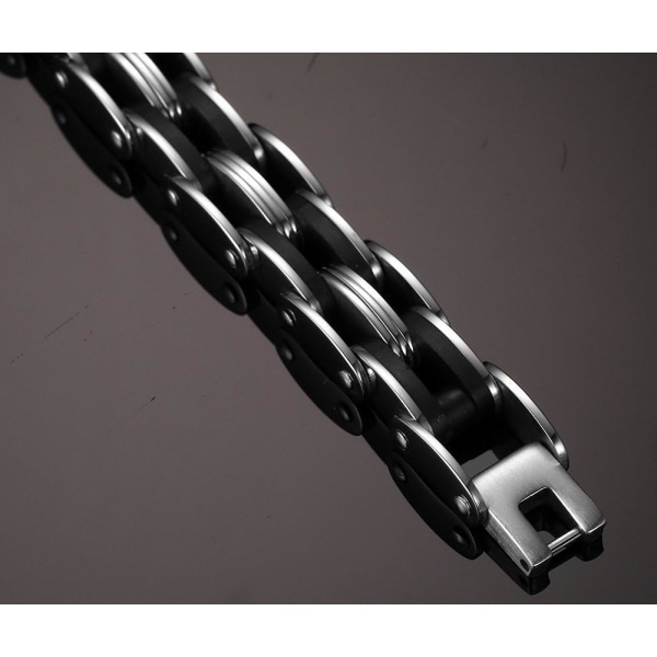 Ruostumaton teräs musta silikoni moottoripyörän ketju käsilenkki Biker goottityyppi, 20,5 cm