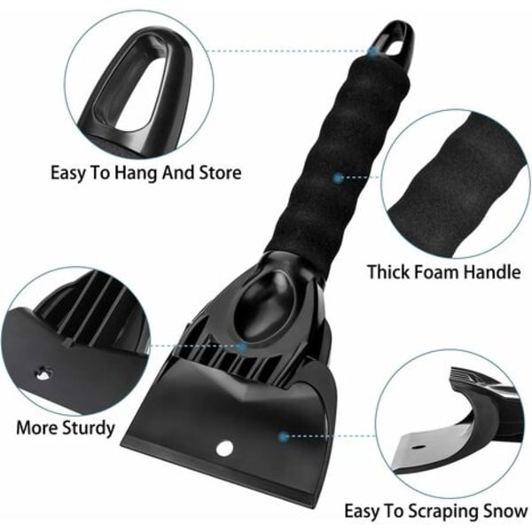Anti-Frost Bilskrape med Avtakbar Hanske, Vindusvisker, Snøskuffe