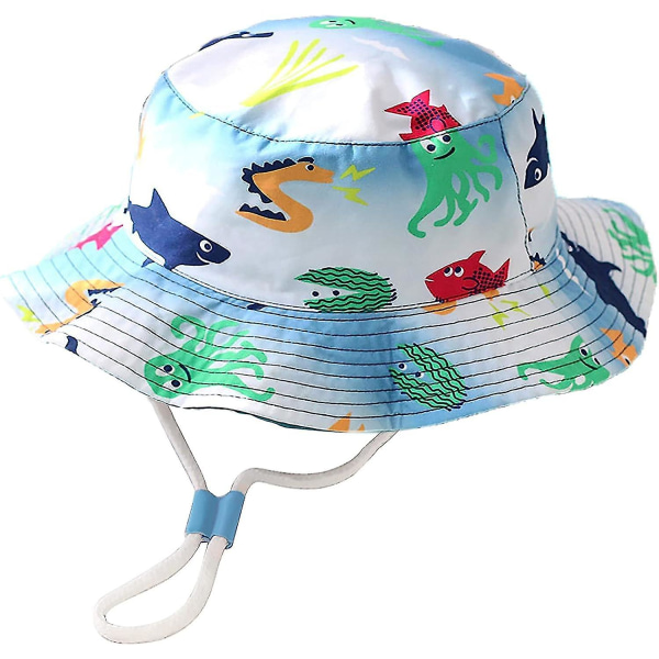 Kids Bucket Hat Justerbar solhattar Andningsbar strandhatt för pojkar Girls_ll Ocean 12-24 Months
