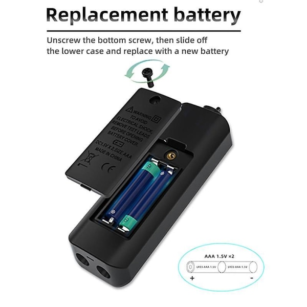 A1 Spänningstestare Detektor Multimeter Färgskärm Beröringsfri Elektrisk Penna Dubbel Räckvidd Livsström Black