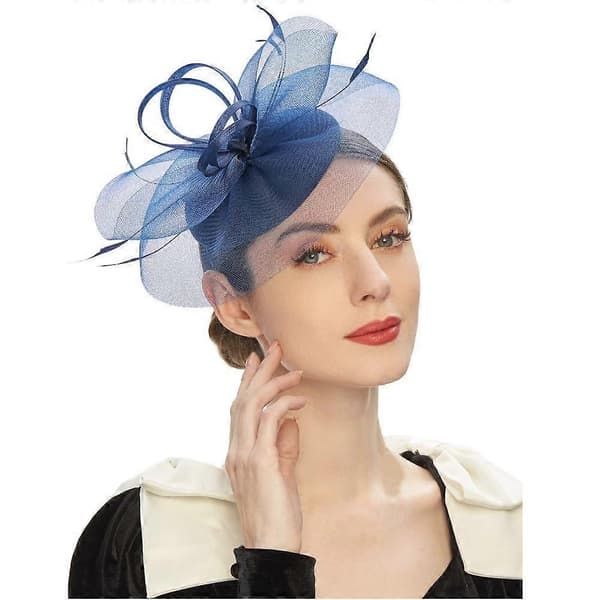 Fjær Mesh Fascinator Hatt Elegant Brud Hodebånd Vintage Hårbånd Bryllup