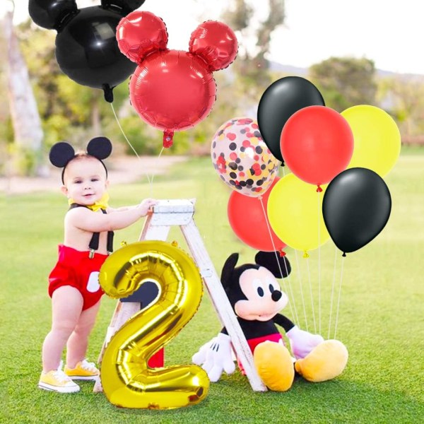 Mickey-tema 2 års fødselsdagspynt - Minnie Oh Twodles Banner Garland Mickey Hovedballoner til fødselsdagsfest