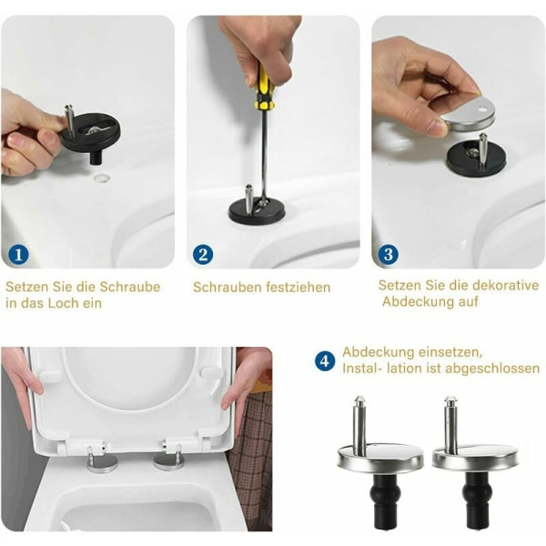 Universal fästsats för toalettsitsen för toalettsitsen - kompatibel med de flesta standardtoalettsitsar med automatiskt sänkningssystem - lätt att
