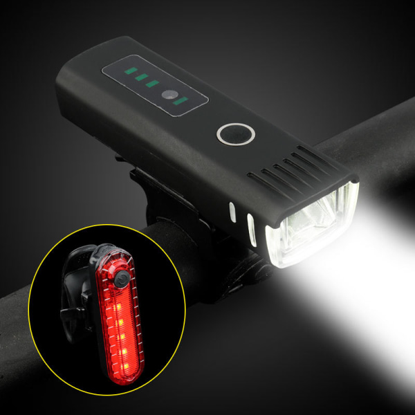 Cykellys LED Cykellys Sæt | Cykellampe USB Genopladelig Forlygte og Baglygte | Vandafvisende cykellys cykellamper