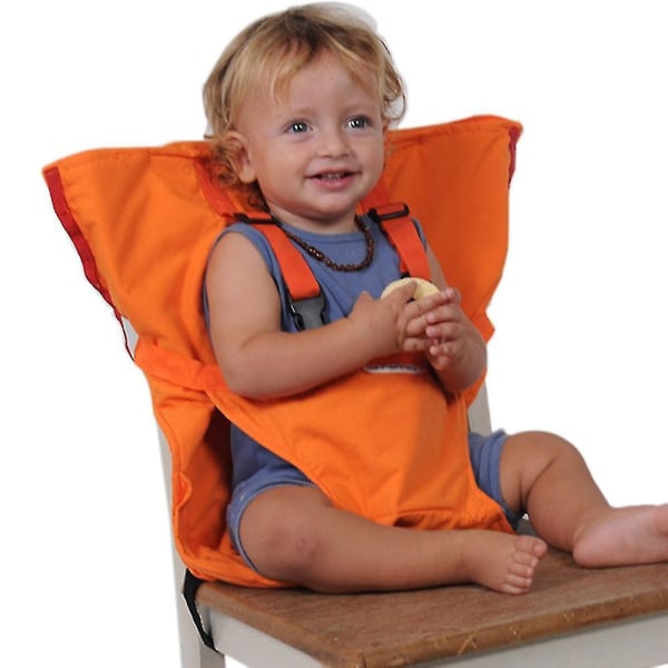 Baby bærbar, justerbar spisestuestolsrem er et vigtigt sikkerhedsbælte til babyrejser, fodring og camping Orange