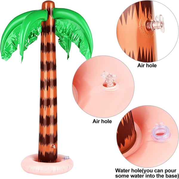 6 stk Oppblåsbare Palmetrær Gigant Kokosnøtt Tre Farge Strandball Regnbue Farge Ball Strand