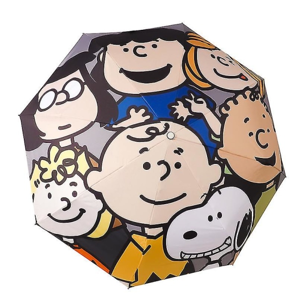Snoopy-sateenvarjo 2023, kannettava sateen- ja auringonsuojavarjo, automaattinen taittuva varjo, piirretty kawaii anime-lelu lapsille, lahja Three-fold automatic2