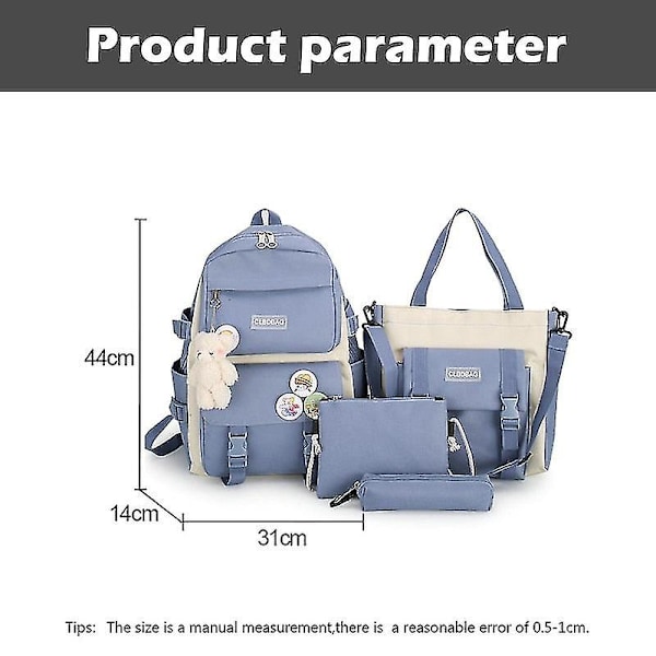 4 st set canvas skolväskor för tonårsflickor ryggsäck kvinnor laptop ryggsäck skolväskor för pojkar resebagpack mochila escolar 4pcs pink-no bear