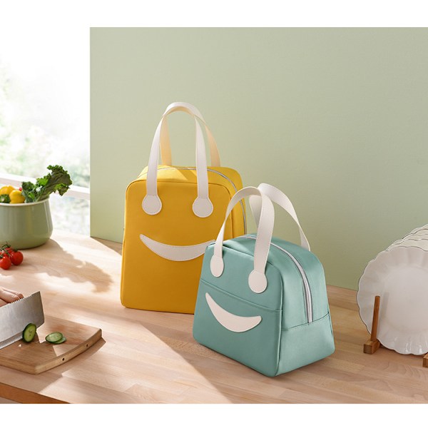 Isoleret Køletaske Smiley Madpakke Taske Let at Rengøre Gray 24*28*13cm
