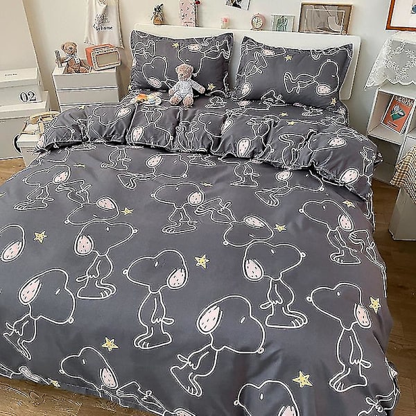 3/4-delat set Kawaii Snoopy tecknad bomullstäcke sängkläder örngott Anime bekväm mjuk hushåll sängkläder artikel gåvor 4piece set200x230cm shinubihui