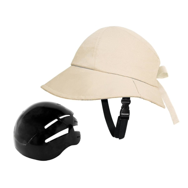 Cykelhjelm hat formet hjelm fiskehat solhat cyklist hjelm hat type hjelm kasket til kvinders cykel hverdagstøj arbejde Beige 58cm-60cm