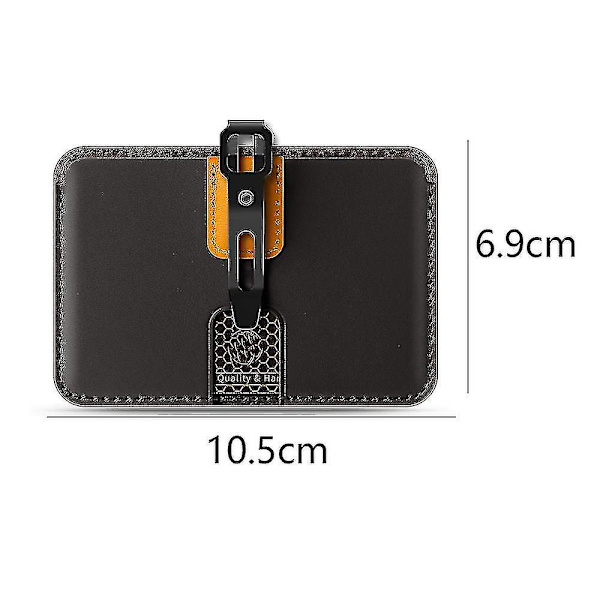 Kortholder / Badgeholder / Bærbar Tegnebog Med Metalclips, Læder Id-Kortholder Til Kontoret Black horizontal section