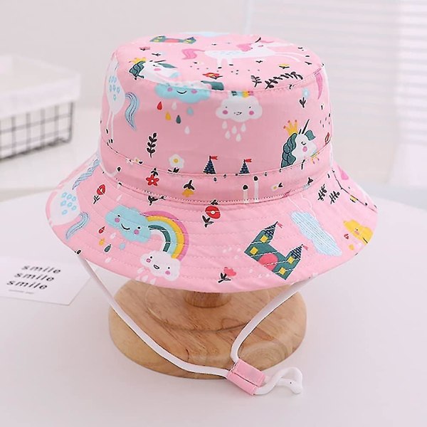 Barnebøttehatt Justerbar Solhatt Pustende Strandhatt For Gutter Jenter_ll Pink Unicorn 2 Years