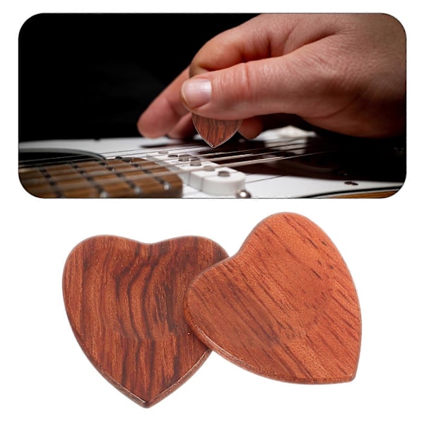 2 st Elektriska Gitarrplektrum i Trä, Hjärtformade Plektrum, Gitarrplektrum i Trä