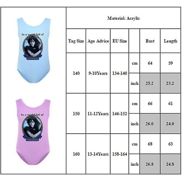 Wednesday Addams Badkläder För Flickor Barn Addams Family Baddräkt Baddräkt Bikini Surf Strand Badkläder 9-14år Sky Blue 9-10 Years