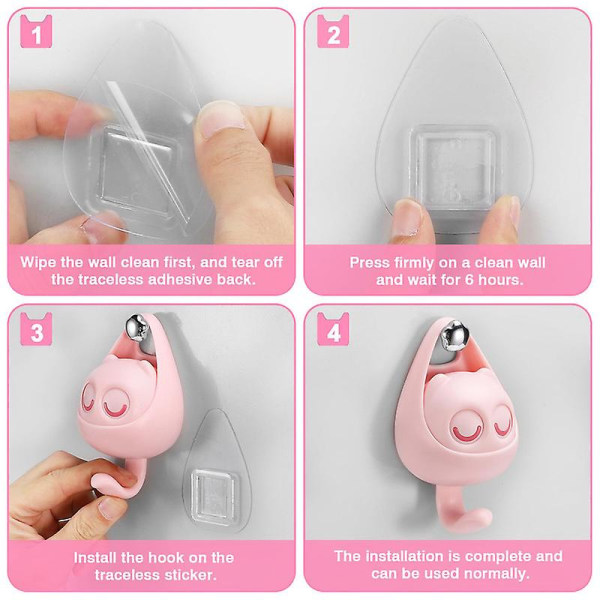 Kreativa Klisterkrokar Wink Cat Hooks för att Hänga Handdukar Hattar Rock Kläder Väskor Bälten Nyckel