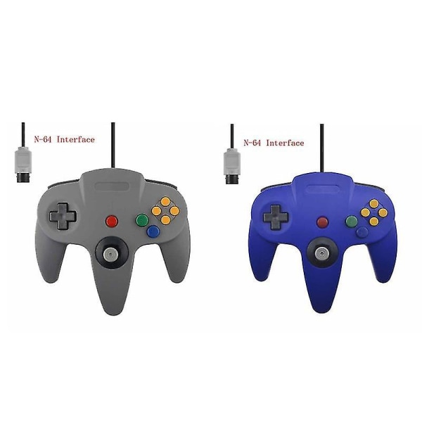 2 Pak Klassisk Ledningsforbundet N64 Controller Retro Spil 64-bit Gamepad Joystick Udskiftningscontroller 21 2pcs