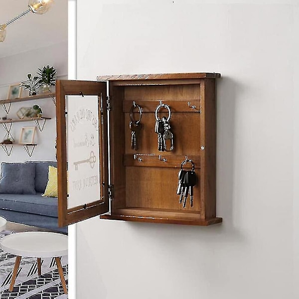 Tränyckelbox, Retro Väggmonterad Nyckelskåp Med Magnetisk Dörr