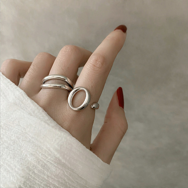 Sormus retro muotia säädettävä naisille 925 sterling hopea yksinkertainen tyyli naiselle tyttöystävälle