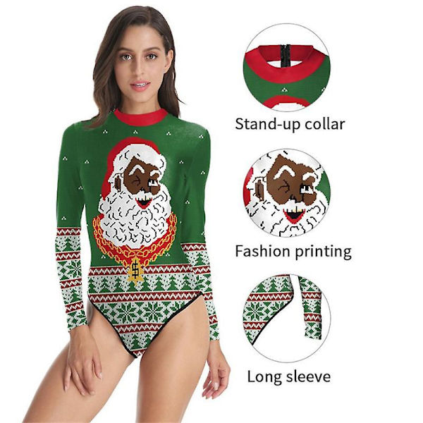 Dametøj En-delt Badetøj Sjove Jule Badetøj Badetøj Monokini SB120-1022 L to XL