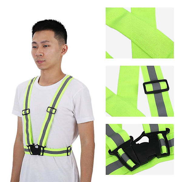Justerbar Refleksvest for Løping Sykling Jogging - Grønn
