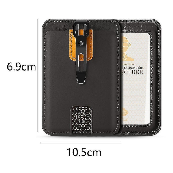 Card Holder /badge Holder / Portable Wallet With Metal Clip, Leather Id Card Holder compatible Office (GET IT)