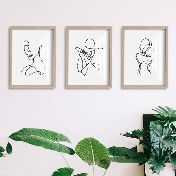 Ramfri minimalistisk linje väggkonst deco abstrakt set modern affisch