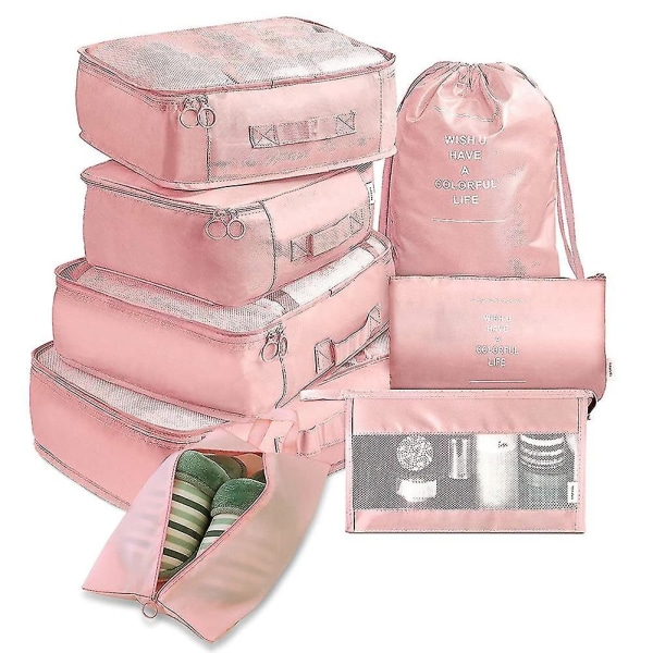 Reisepakkekuber, multifunksjons 8 stk/sett Travel Cubes Bagasjeopplegg Vanntett reisekompresjonskoffert Veske Travel Essential Bag