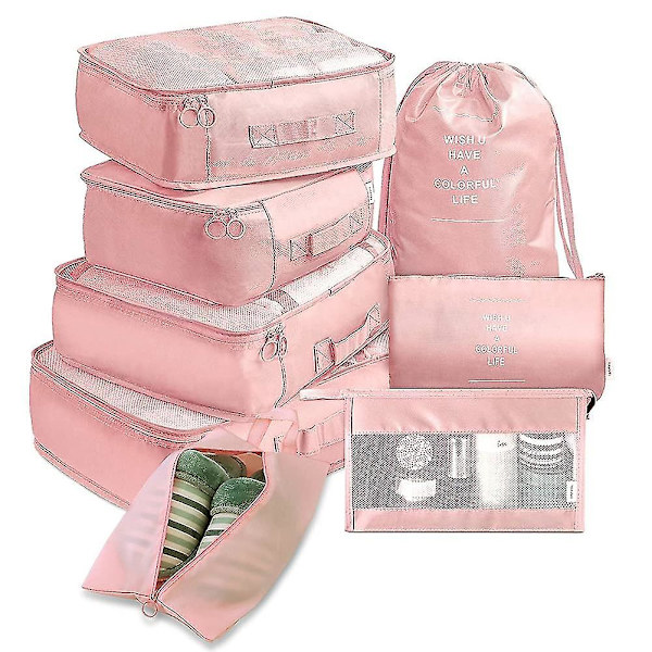 Rejsepakningskuber, Multifunktionel 8 stk./sæt Rejsekuber Bagage Organiser Vandafvisende Rejse Kompressionskuffert Taske Rejse Essentials Taske