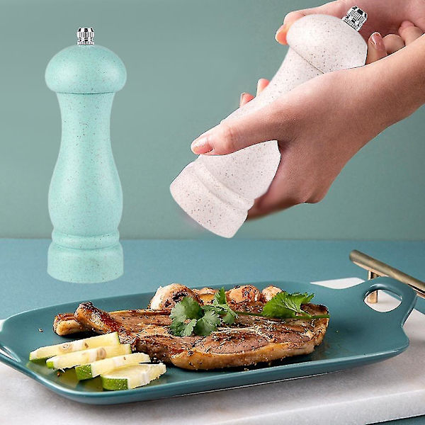 Høykvalitets salt- og pepperkvern i eiketre, justerbar grovhet og påfyllbar Beige Nordic Green