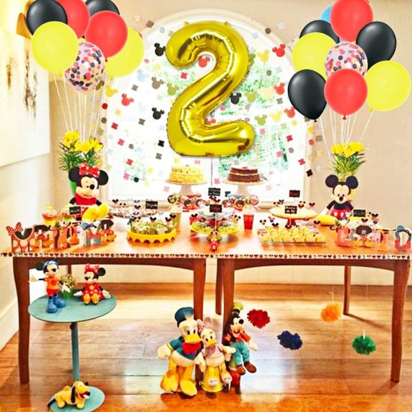 Mickey-tema Dekorationer för 2-årsdag - Minnie Oh Twodles Banner Girlang Mickey Huvudballonger för Födelsedagsfesttillbehör