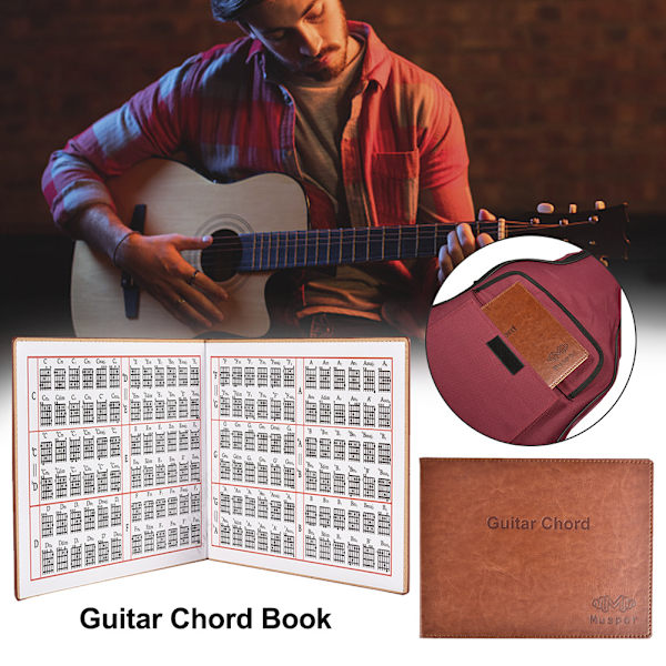 Muspor Folk/Klassisk Gitarr/Elgitarr Ackordbok Portabel 6-Strängad Gitarr Ackordtabell