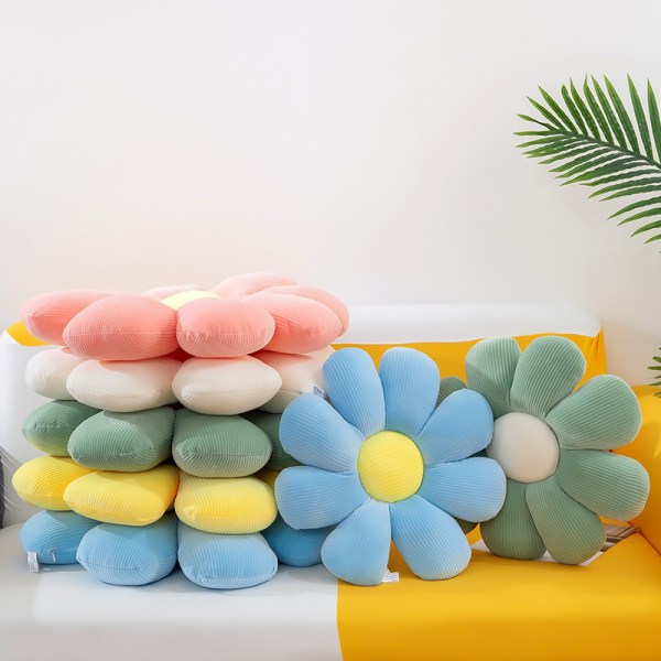 Golvkudde Blomma Tatami Dekor Blomformad plysch Bekväma sittkuddar för hemsoffa för barnrum (40 x 40 cm, vit)