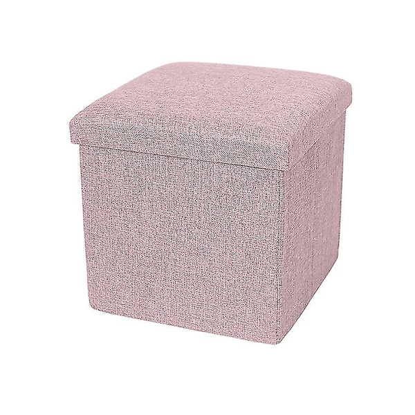 Opbevaringsboks med høj bæreevne, foldbar stof, alsidig opbevaringsottoman, kubus sæde til hjemmet Qinhai Pink 38cm