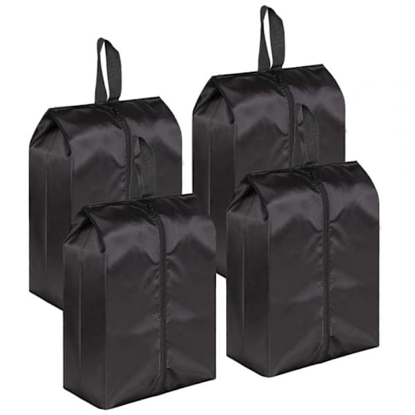 4-pack bärbara reseskoväskor med dragkedja, 17*9 tum, svart