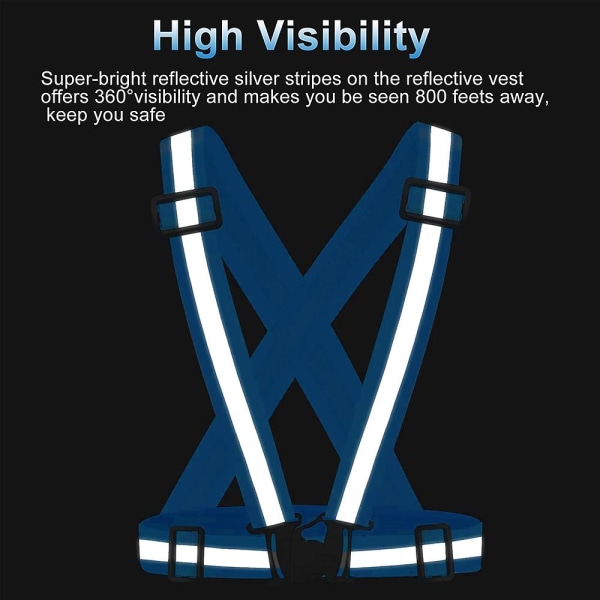 Refleksvest med høy synlighet for håndleddsarm Ankelben, sikkerhetsrefleksstropper for nattløping, sykling blå blue