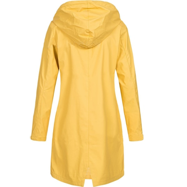 Naisten yksivärinen sadetakki, ulkoilu, plus-koko, vedenpitävä hupullinen sadetakki, tuulenpitävä Yellow XXL