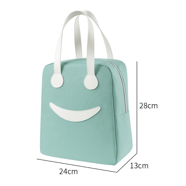 Isolerad Kylväska Smiley Lunch Bag Lättrengjord Lunchväska Green 24*28*13cm