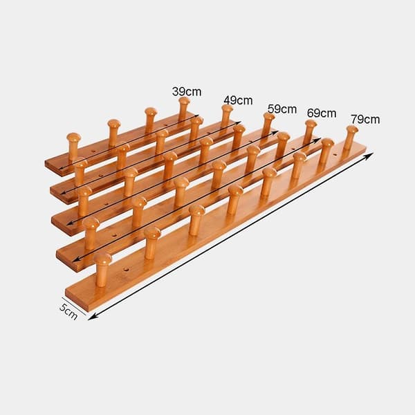 Knagerække til vægmontering, brun knagerække, væghylde til soveværelse med to installationsmetoder - håndklædeholder og knagerække (59 cm)