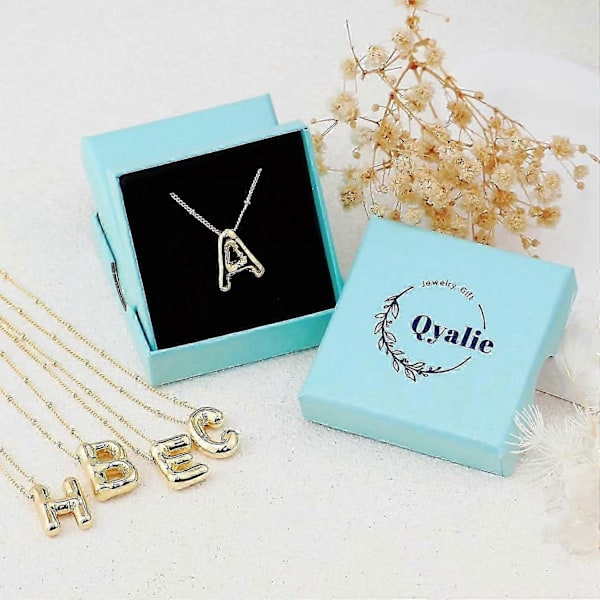 Bubble Letter Halsband Ballong Initial Halsband För Kvinnor Flickor Fint Alfabet Hänge 14k Guldpläterat Puffigt Namn Personliga Smycken Gåva I Gold